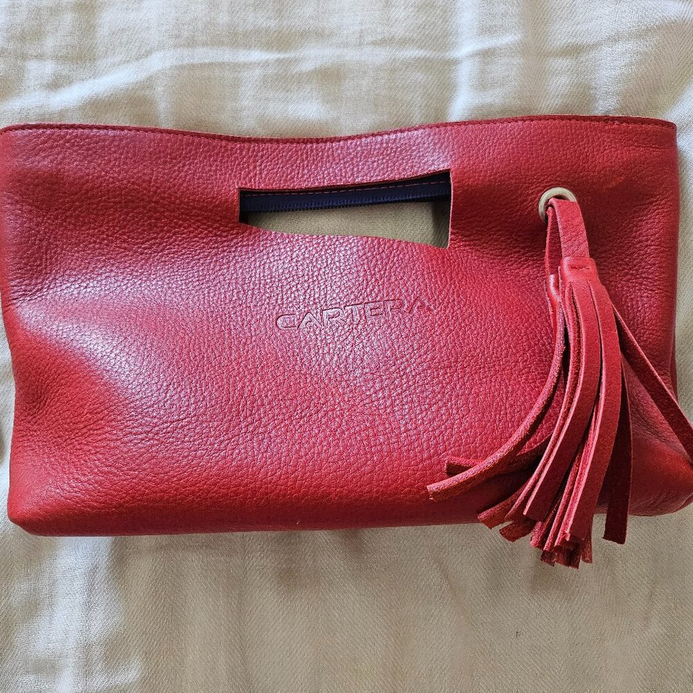 Cartera Handcrafted Red Leather Clutch